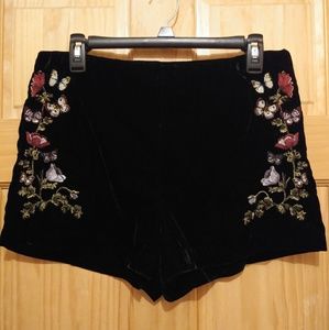H&M Velvet Embroidered Shorts